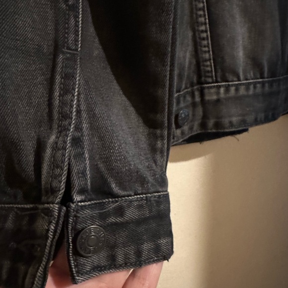 Embroidered Black Denim Jacket with Floral Accents - Picture 8 of 10